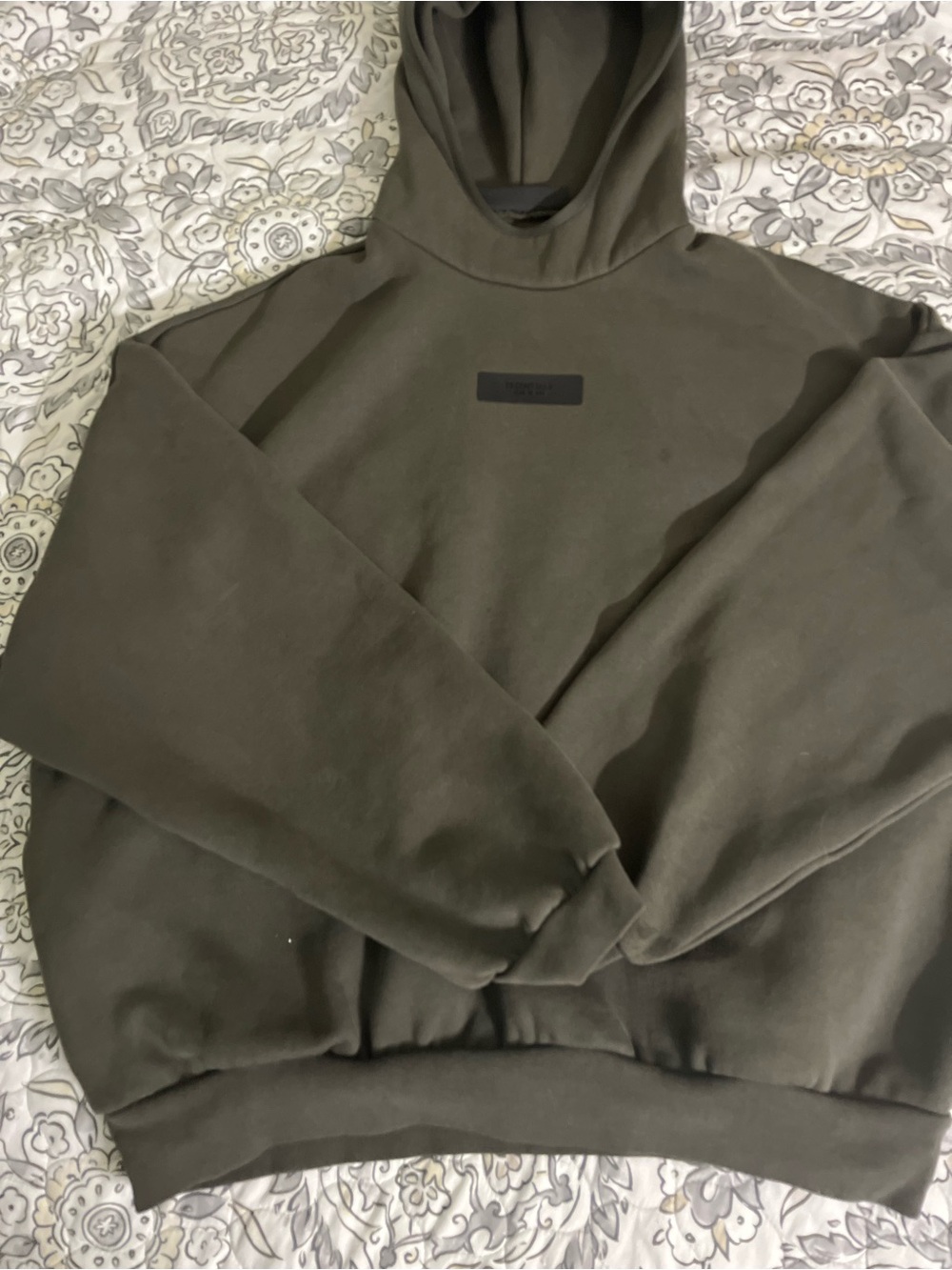 Essentials Fear Of God Olive Green Hooded Sweatshirt